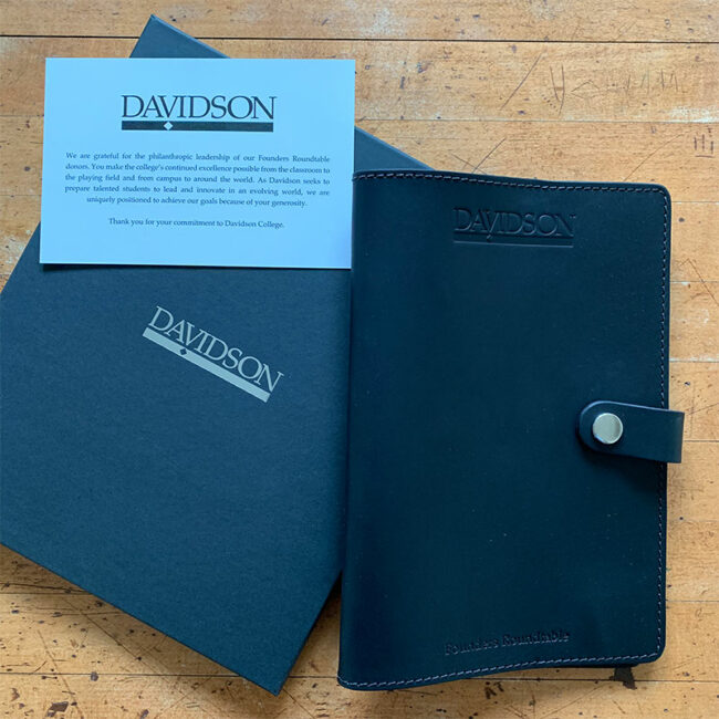 Davidson College leather accessory