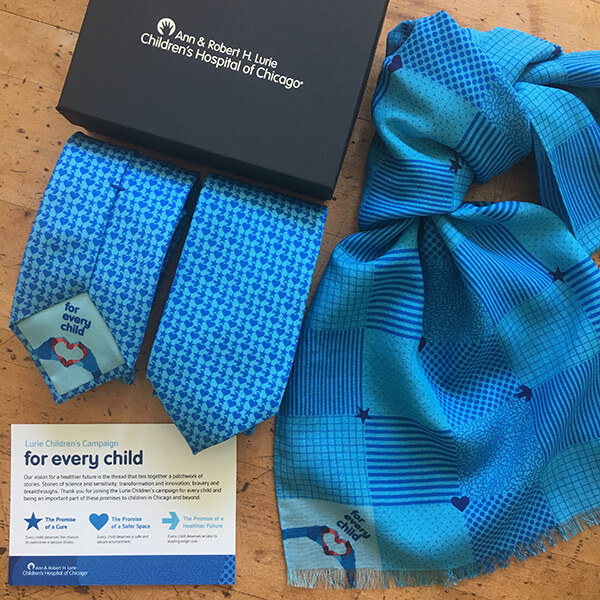 Bespoke silk tie and pashmina gift set in a presentation box