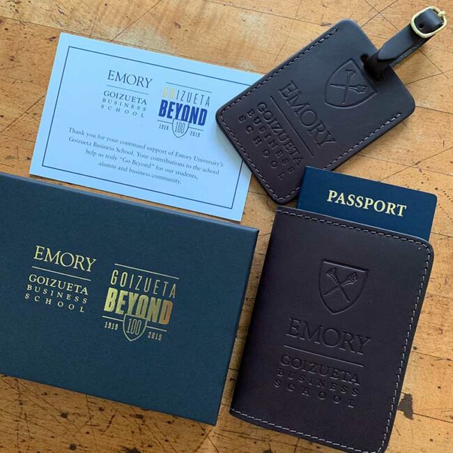 Emory University leather goods