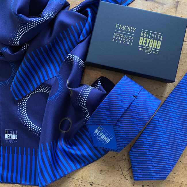 Emory Goizueta custom silk tie and scarf